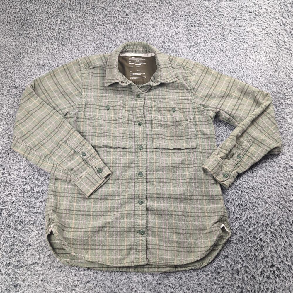 REI Co Op Shirt Men Small Green Plaid Flannel Lumberjack Button Casual Outdoor